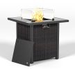 28 Inch Propane Fire Pit Table, Rattan & Wicker-Look