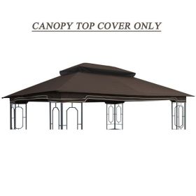 13x10 Ft Patio Double Roof Gazebo Replacement Canopy Top Fabric,Brown [Sale to Temu is Banned.Weekend can not be shipped, order with caution]