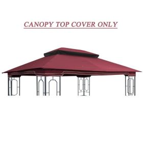 13x10 Ft Patio Double Roof Gazebo Replacement Canopy Top Fabric,Red [Sale to Temu is Banned.Weekend can not be shipped, order with caution]