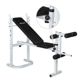 Weight Bench with Adjustable Workout Bench and Barbell Rack and Leg Developer, Foldable Weight Bench for Home Gym