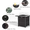 28 Inch Propane Fire Pit Table, Rattan & Wicker-Look