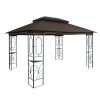 13x10 Ft Patio Double Roof Gazebo Replacement Canopy Top Fabric,Brown [Sale to Temu is Banned.Weekend can not be shipped, order with caution]