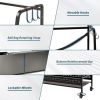 Golf Bag Organizer for Garage, Golf Bag Stand Fit 3 Golf Bags and Golf Equipment Accessories, Golf Club Rack with Shelf and Lockable Wheels