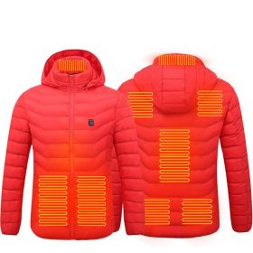Men Heated Puffer Jacket Electric Heating Coat Insulated Hood Windbreaker 9Heat Zones (Option: Red Zone8-4xl)
