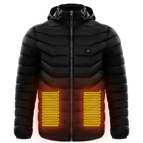 Men Heated Puffer Jacket Electric Heating Coat Insulated Hood Windbreaker 9Heat Zones (Option: Black-Xl)